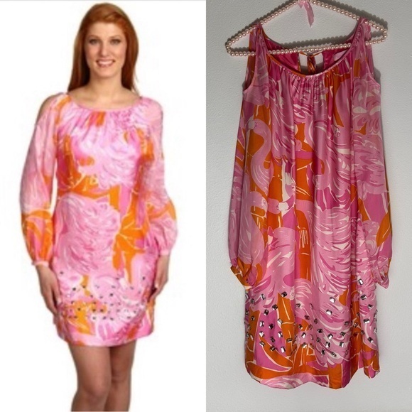 Lilly Pulitzer Embellished Flamingo Chauncey Dress Size 0
